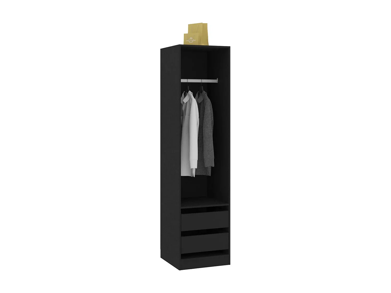 Armoire dressing 1 penderie 2 tiroirs 50cm - Collection Kodok-Noir