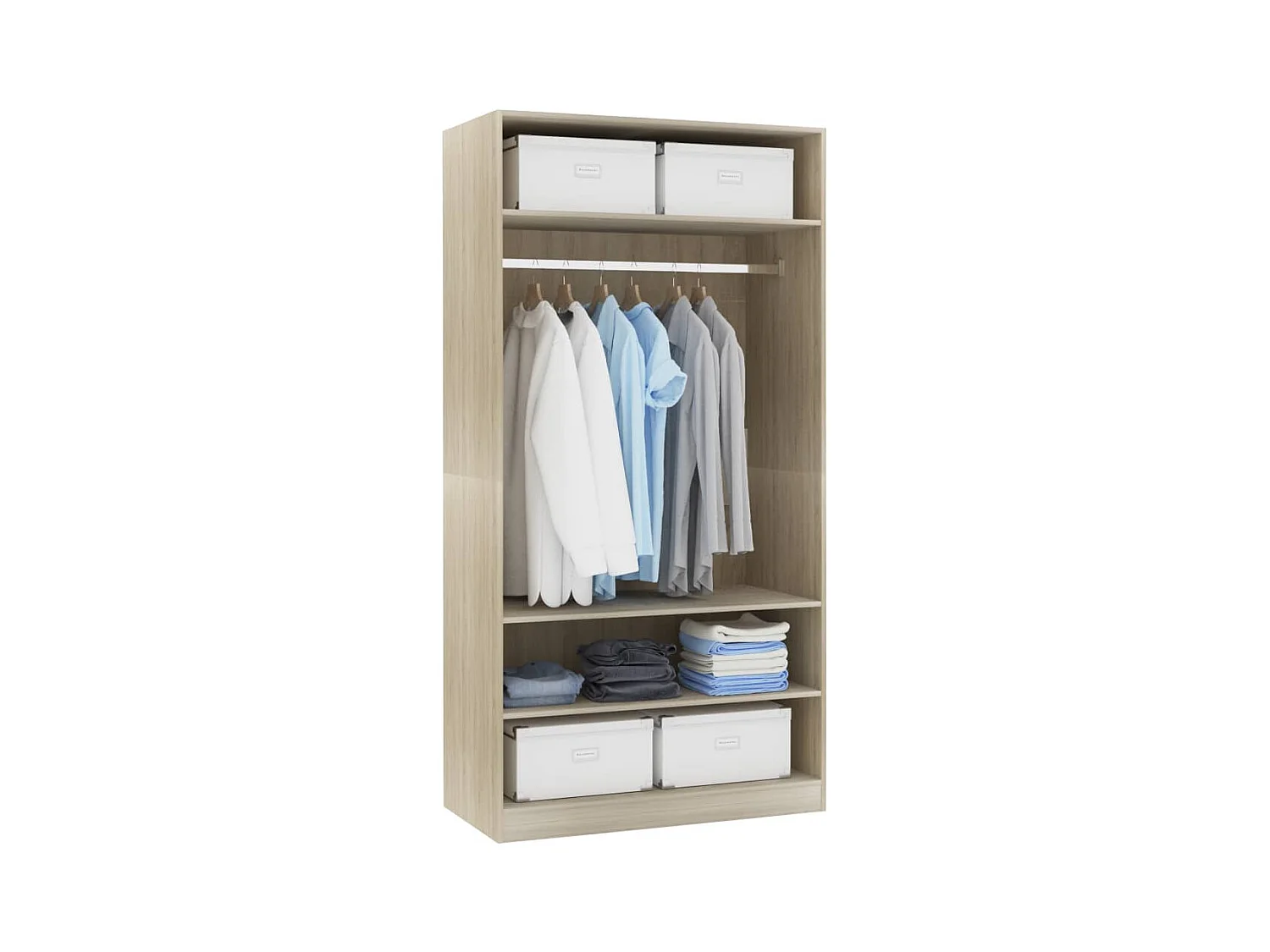 Armoire dressing 1 penderie 3 étagères 100cm - Collection Klozer-Chêne clair
