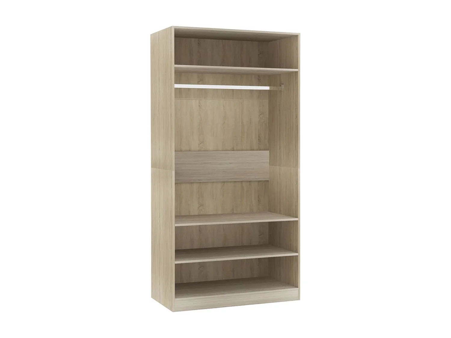 Armoire dressing 1 penderie 3 étagères 100cm - Collection Klozer-Chêne clair