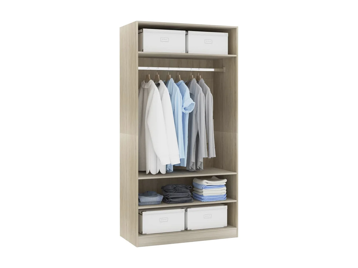 Armoire dressing 1 penderie 3 étagères 100cm - Collection Klozer-Chêne clair