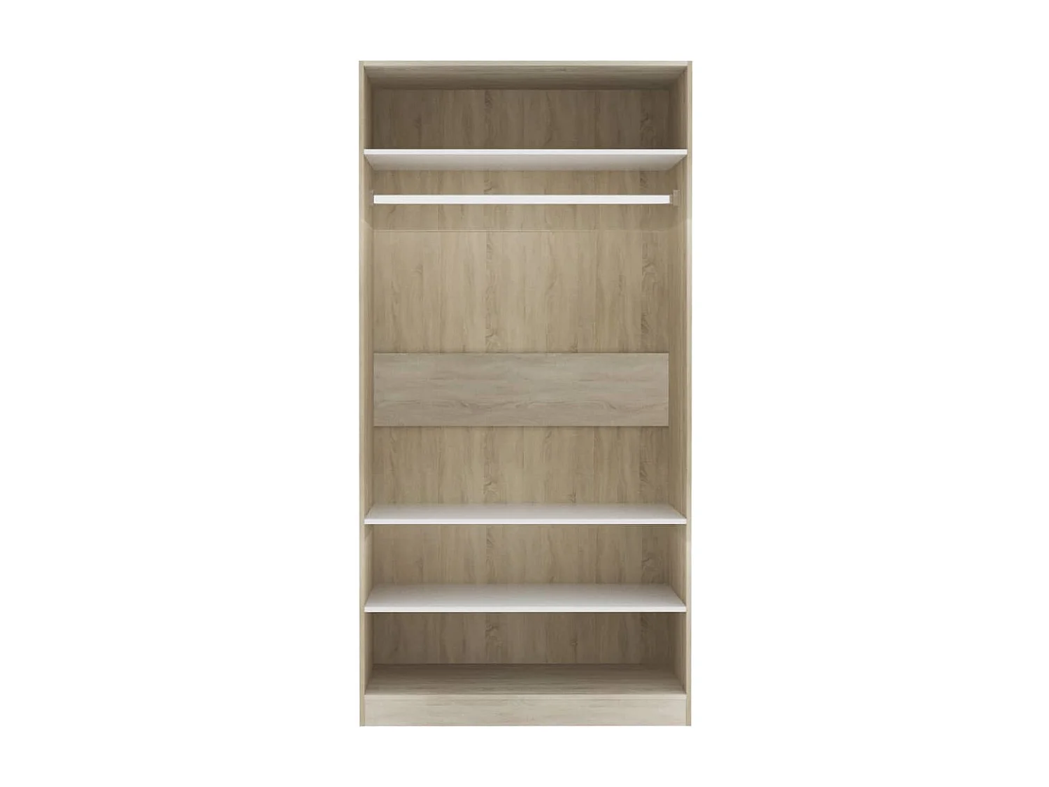 Armoire dressing 1 penderie 3 étagères 100cm - Collection Klozer-Chêne clair