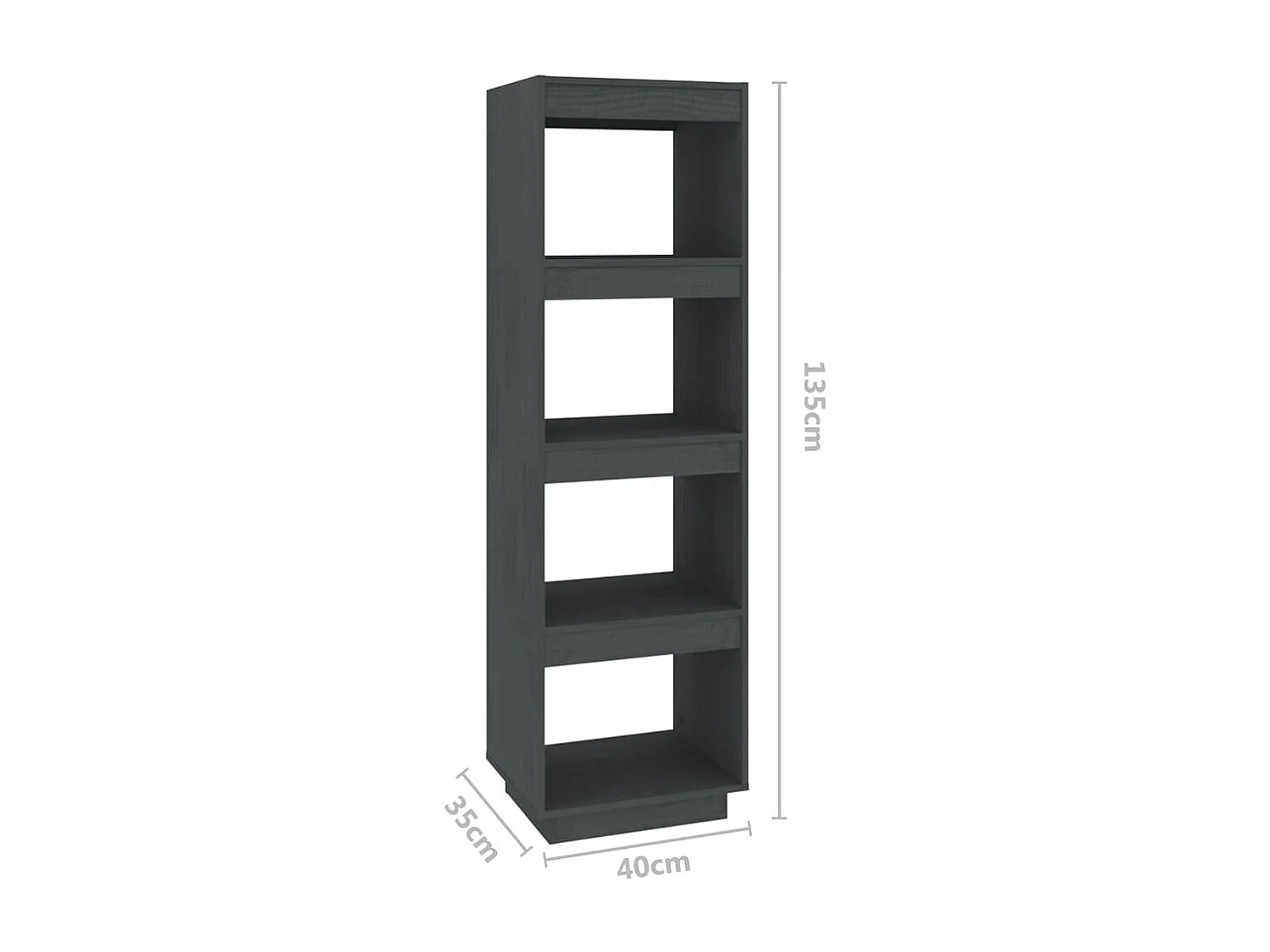 Bibliothèque-Séparateur de pièce Gris 40x35x135 Pin massif