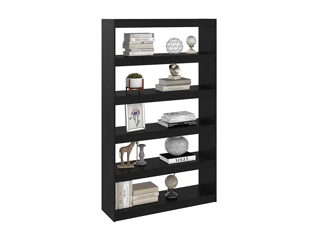 Bibliothèque-Séparateur de pièce Noir 100x30x167,5 Pin massif