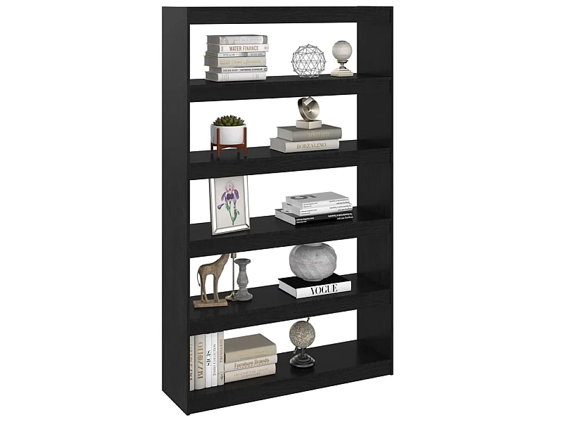 Bibliothèque-Séparateur de pièce Noir 100x30x167,5 Pin massif