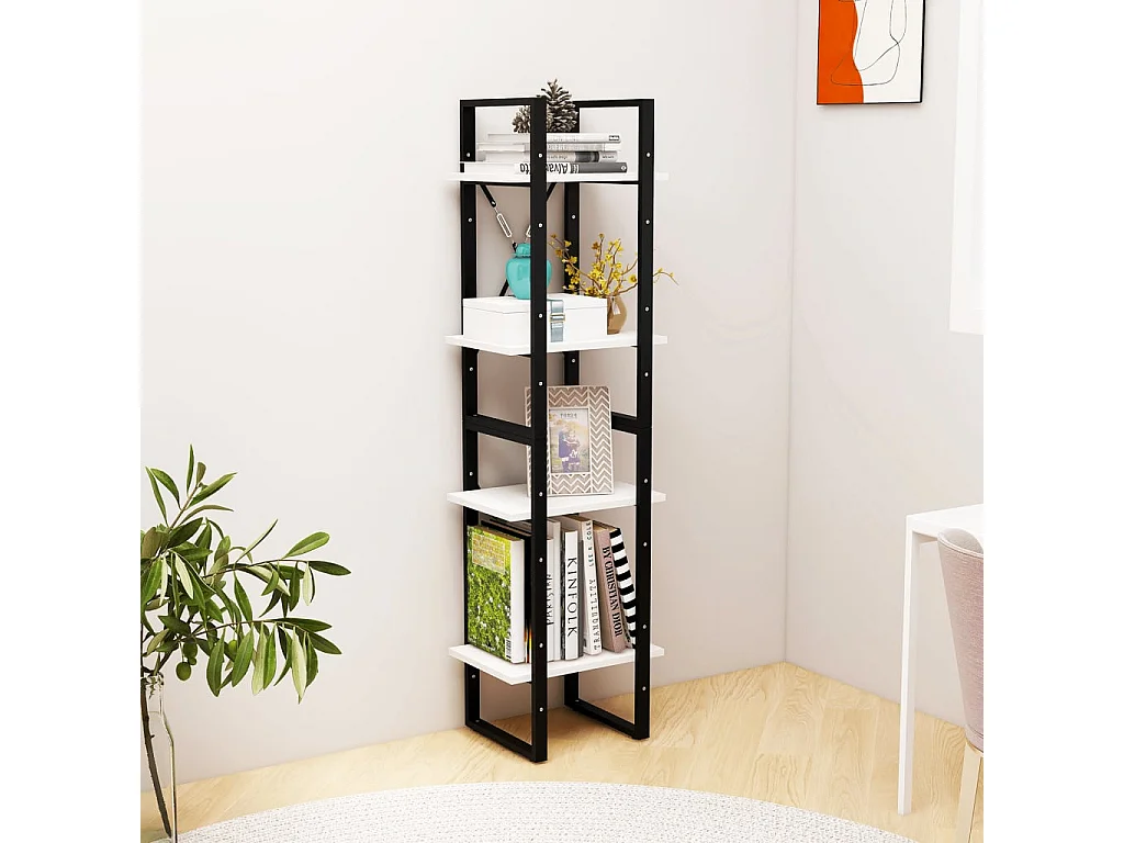 Bibliothèque à 4 niveaux Blanc 40x30x140 Bois de pin massif