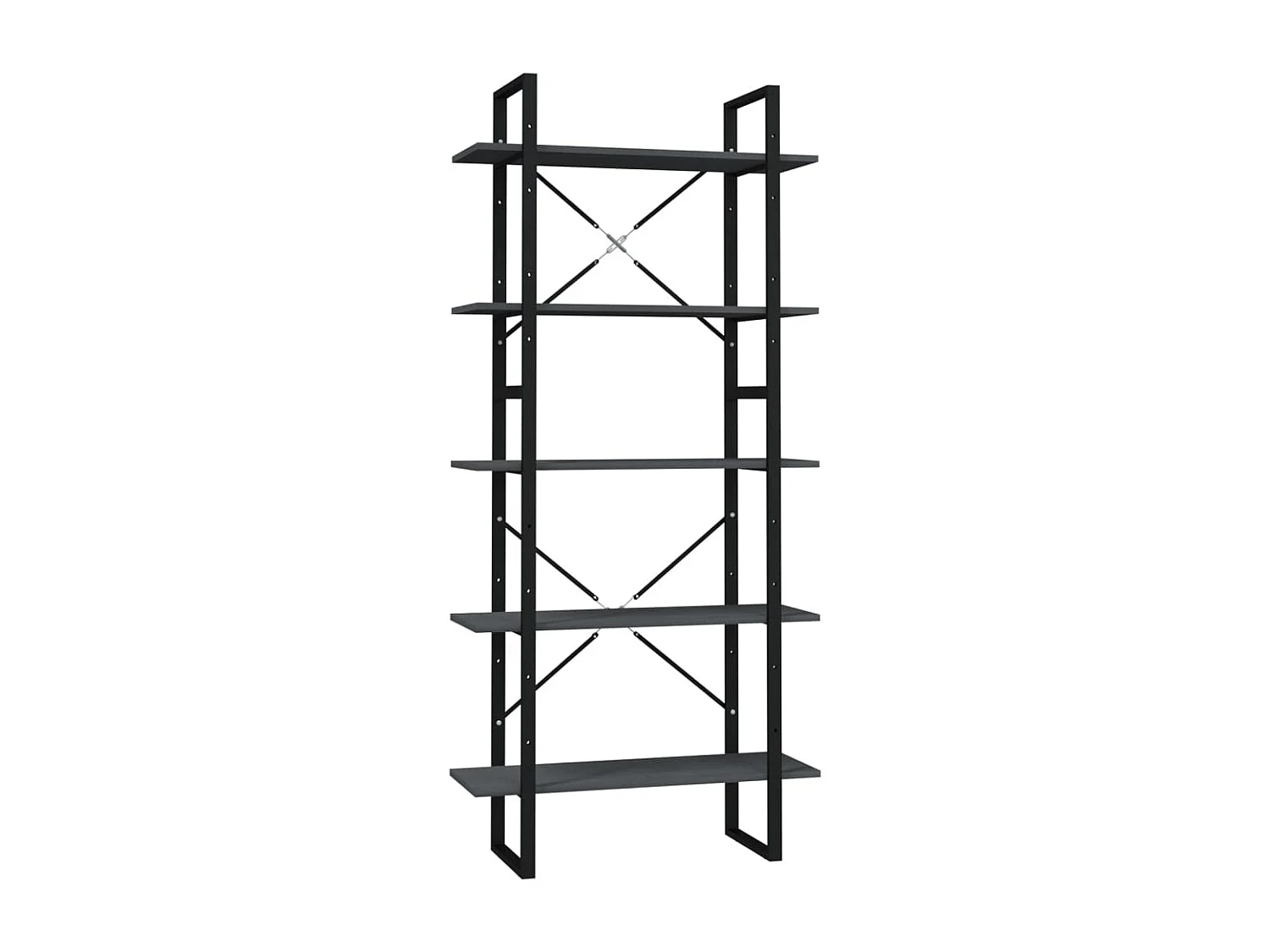 Bibliothèque à 5 niveaux Gris 80x30x175 Bois de pin