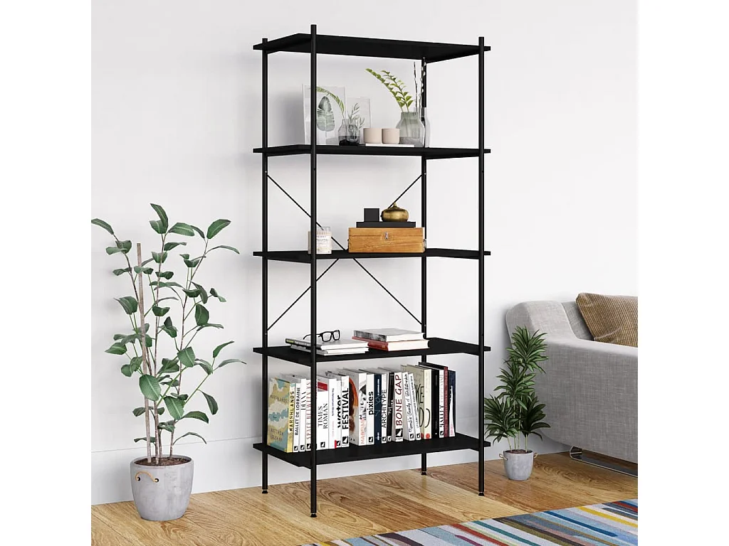 Étagère à 5 niveaux Noir 80x40x163