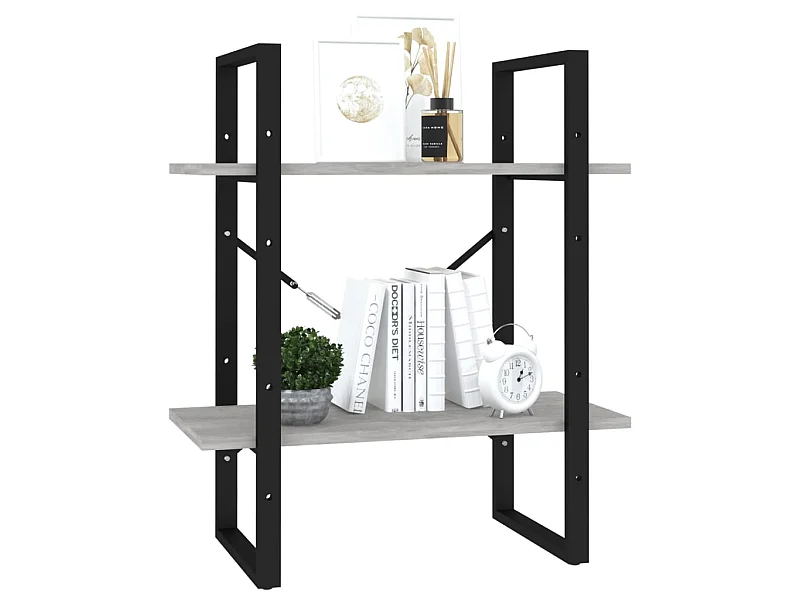 Bibliothèque à 2 niveaux Gris béton 60x30x70