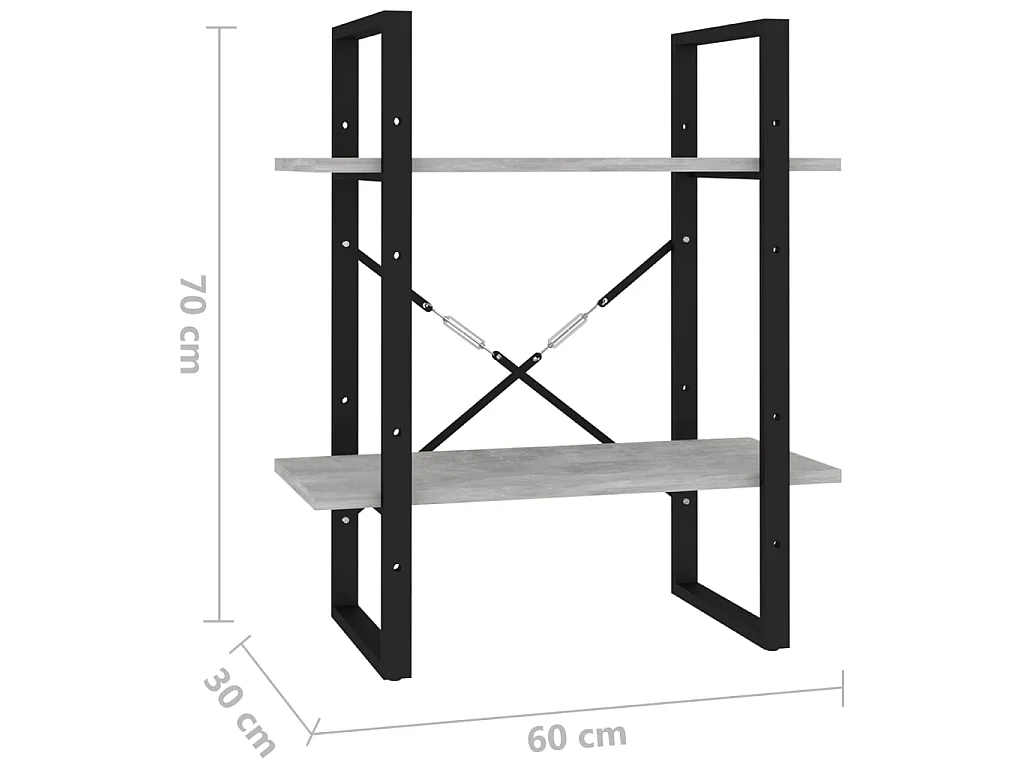 Bibliothèque à 2 niveaux Gris béton 60x30x70