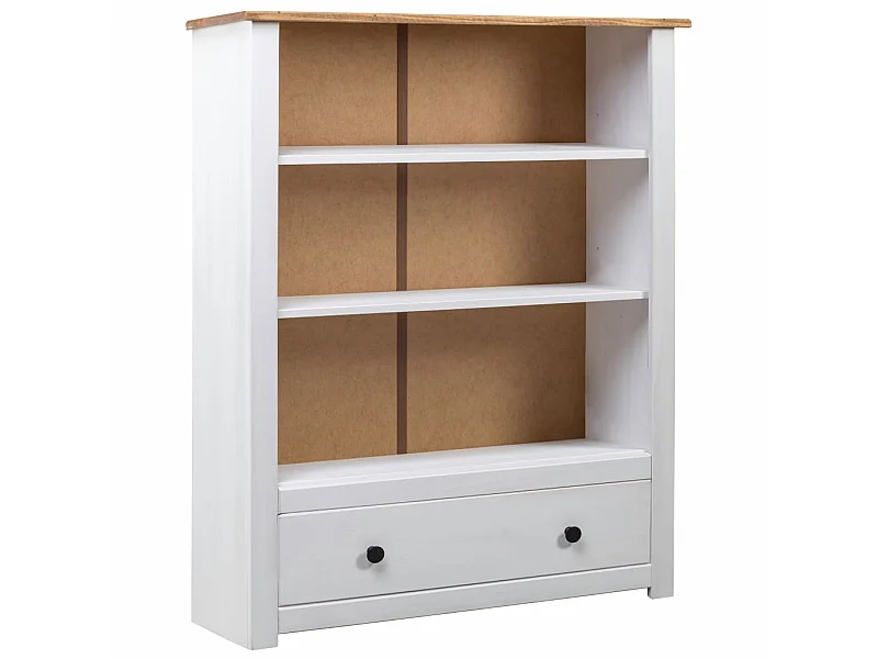 Bibliothèque Blanc 80x35x110 Pin massif Assortiment Panama