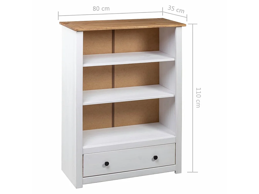 Bibliothèque Blanc 80x35x110 Pin massif Assortiment Panama