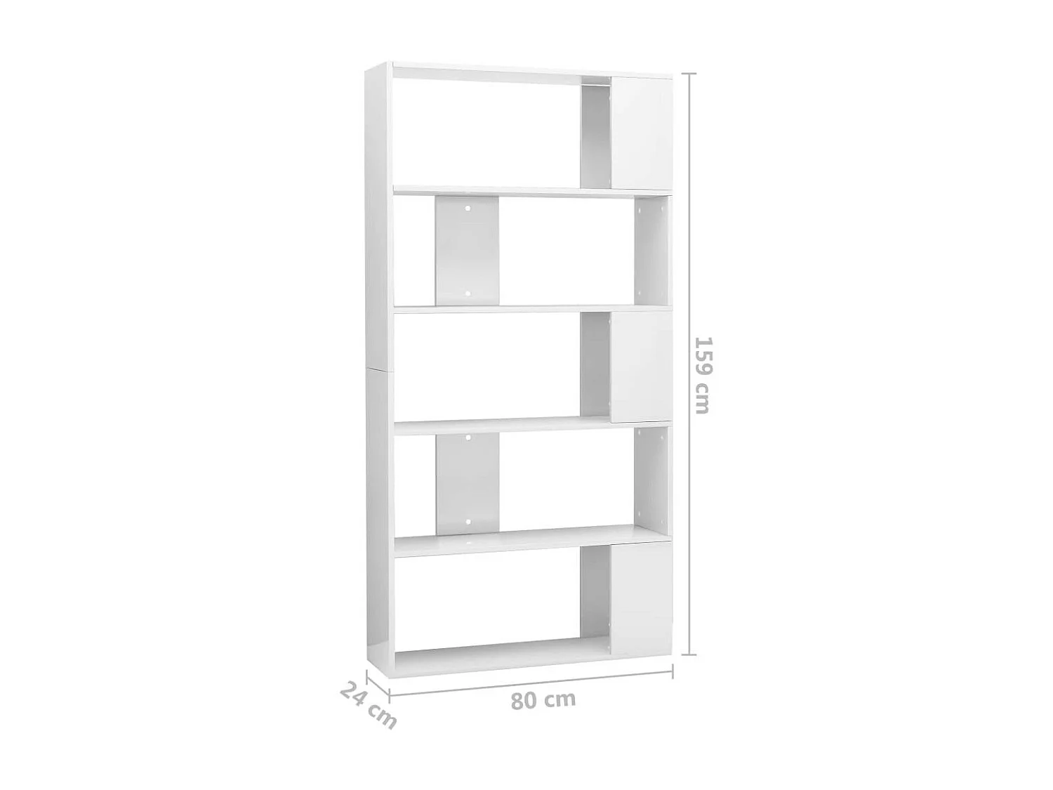 Bibliothèque-Séparateur de pièce Blanc brillant 80x24x159