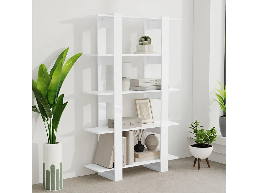 Bibliothèque-Séparateur de pièce Blanc brillant 100x30x160