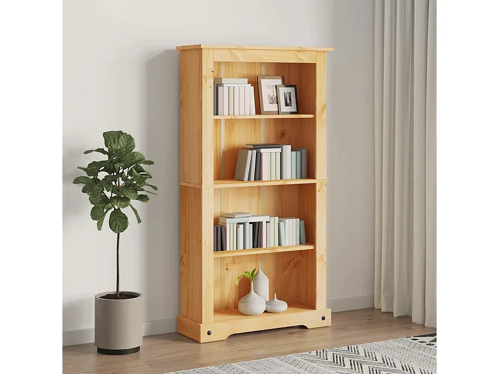 Bibliothèque 4 niveaux pin massif Houra 150cm