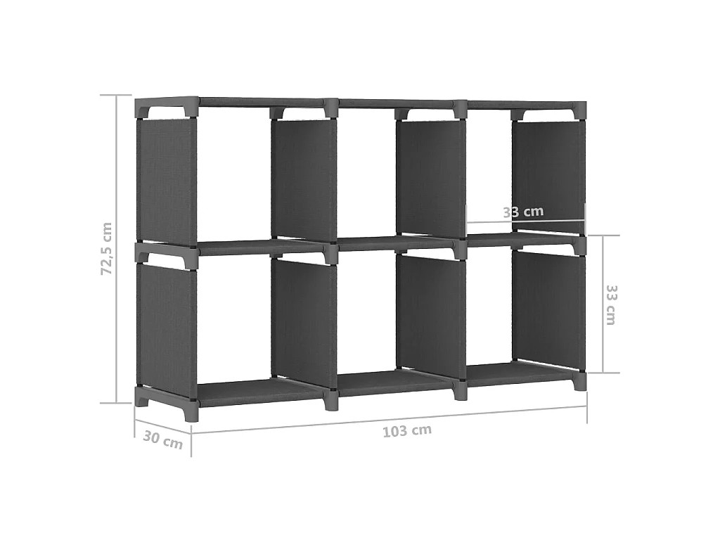 Étagère d'affichage 6 cubes Gris 103x30x72,5 Tissu