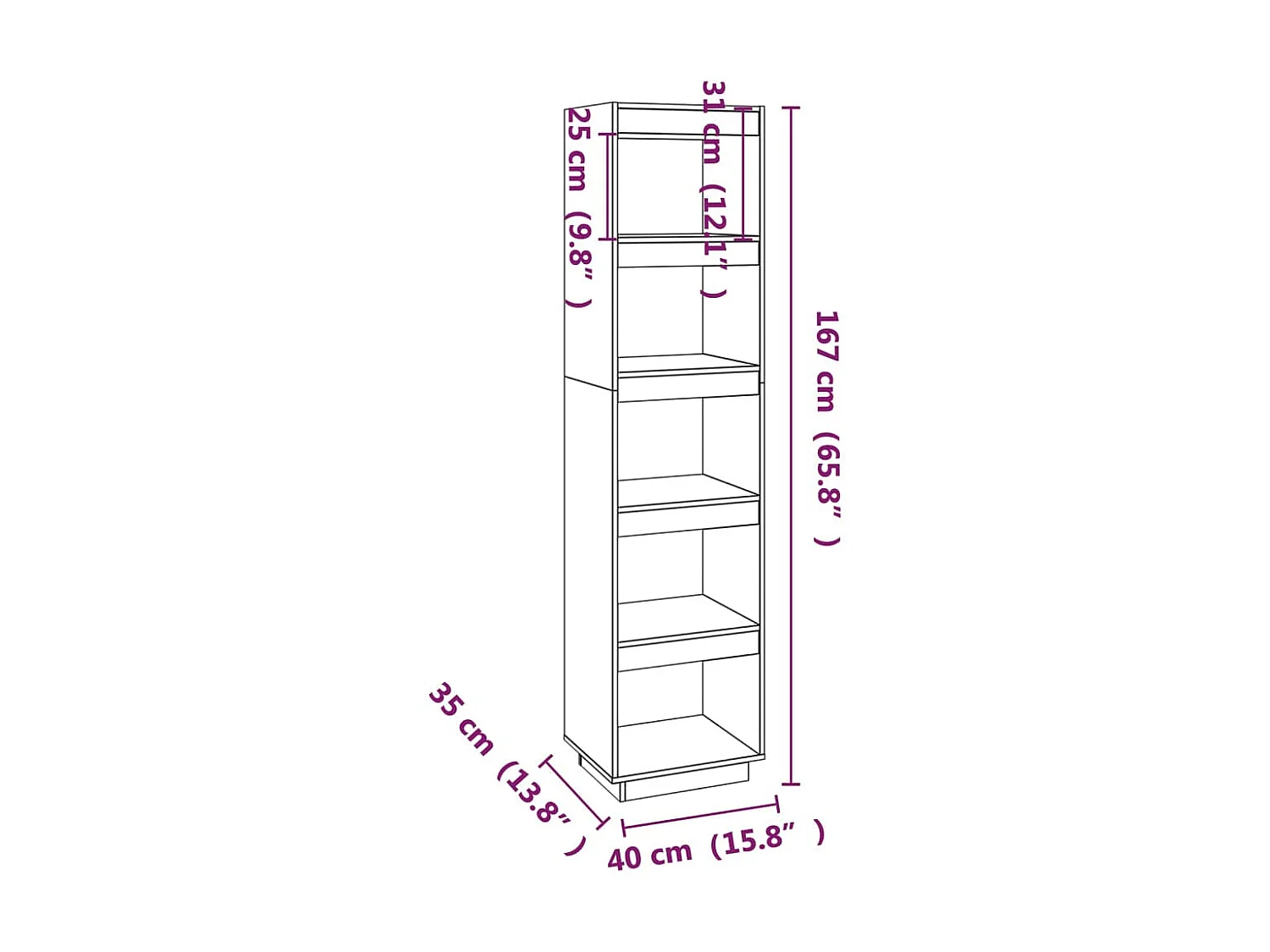 Bibliothèque-Séparateur de pièce Blanc 40x35x167 Pin solide