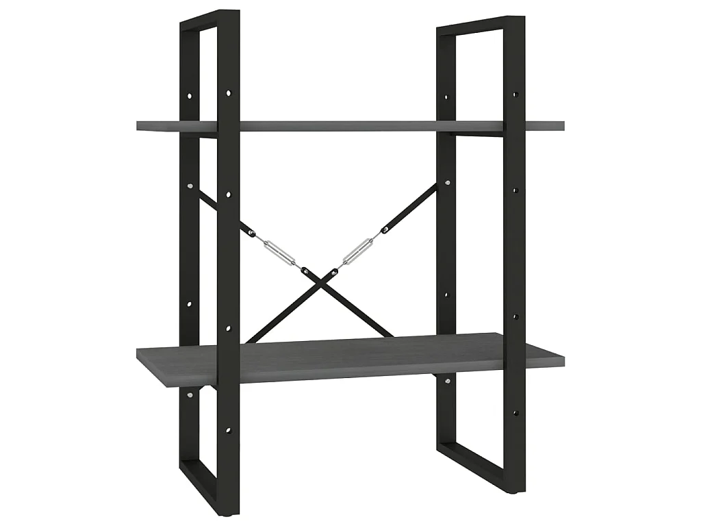 Bibliothèque à 2 niveaux Gris 60x30x70 Bois de pin massif