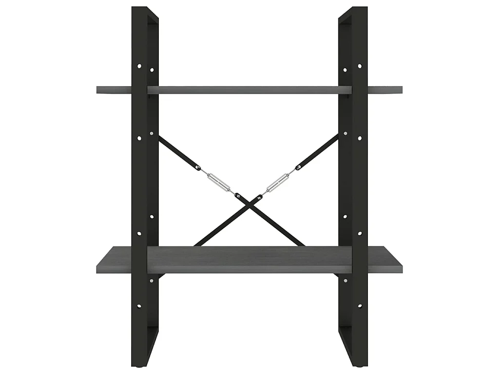 Bibliothèque à 2 niveaux Gris 60x30x70 Bois de pin massif