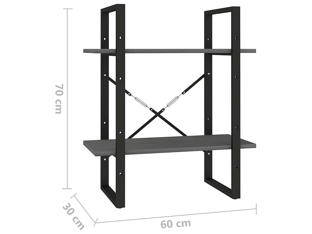 Bibliothèque à 2 niveaux Gris 60x30x70 Bois de pin massif
