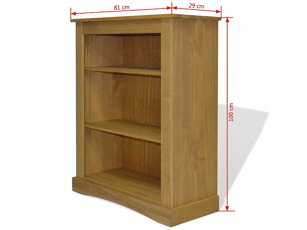 Bibliothèque 3 niveaux pin massif Houra 100cm