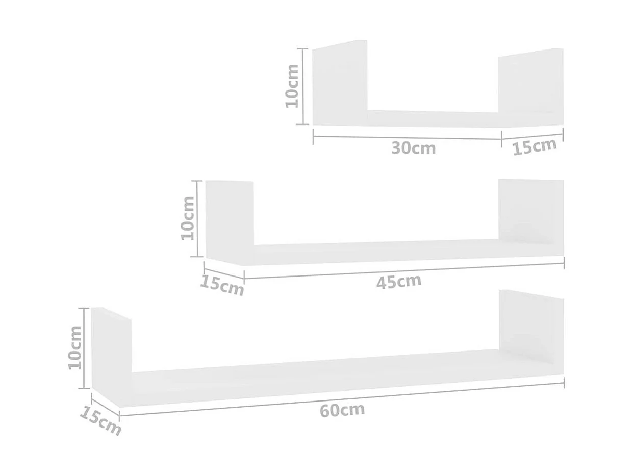 Étagères murales 3 pcs Blanc