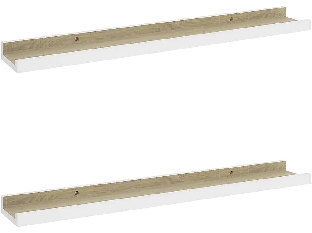 Étagères murales 2 pcs Blanc et chêne Sonoma 60x9x3