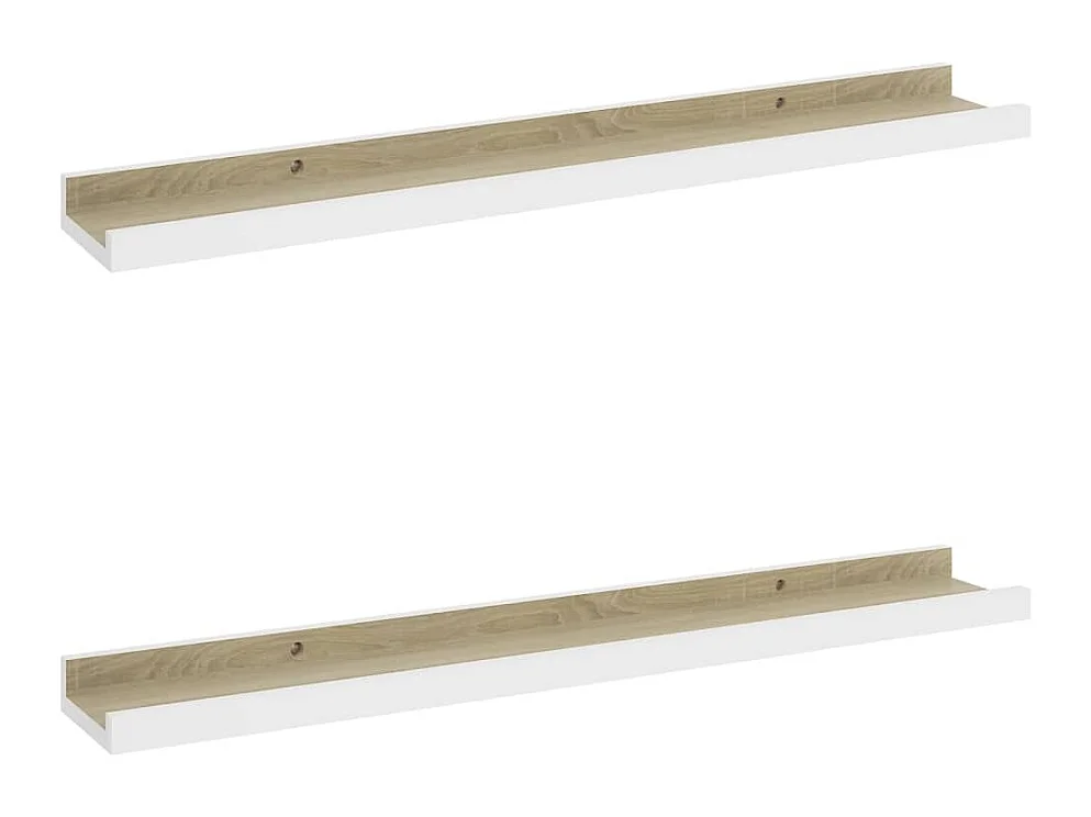 Étagères murales 2 pcs Blanc et chêne Sonoma 60x9x3