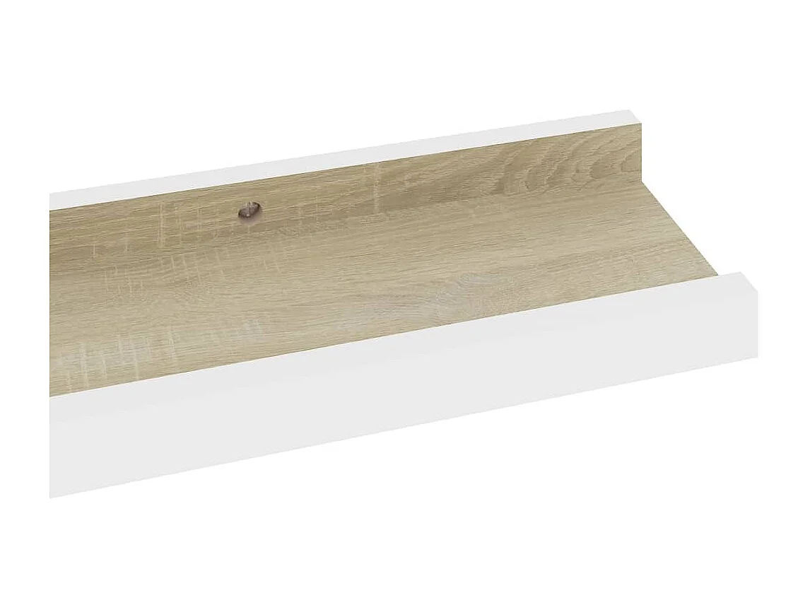 Étagères murales 2 pcs Blanc et chêne Sonoma 60x9x3