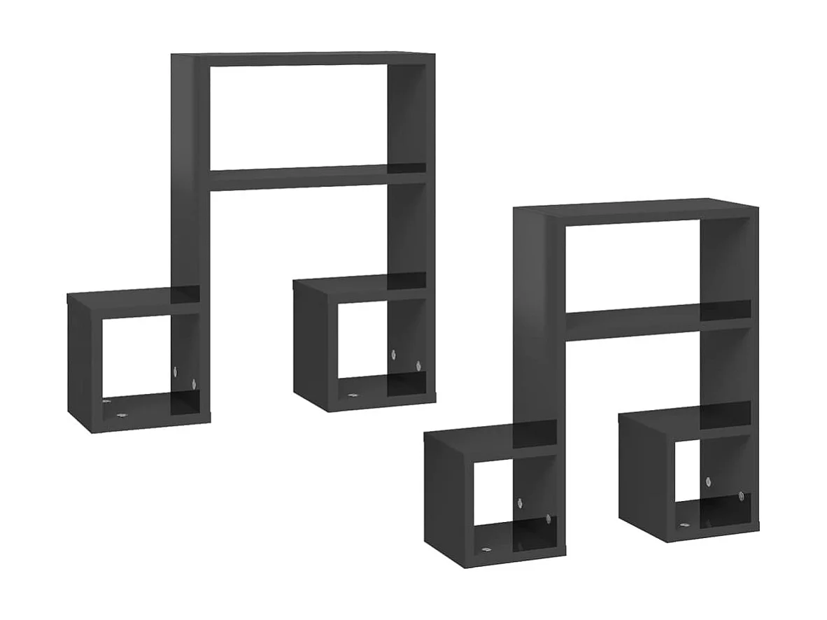 Étagères murales 2 pcs Gris brillant 50x15x50 2