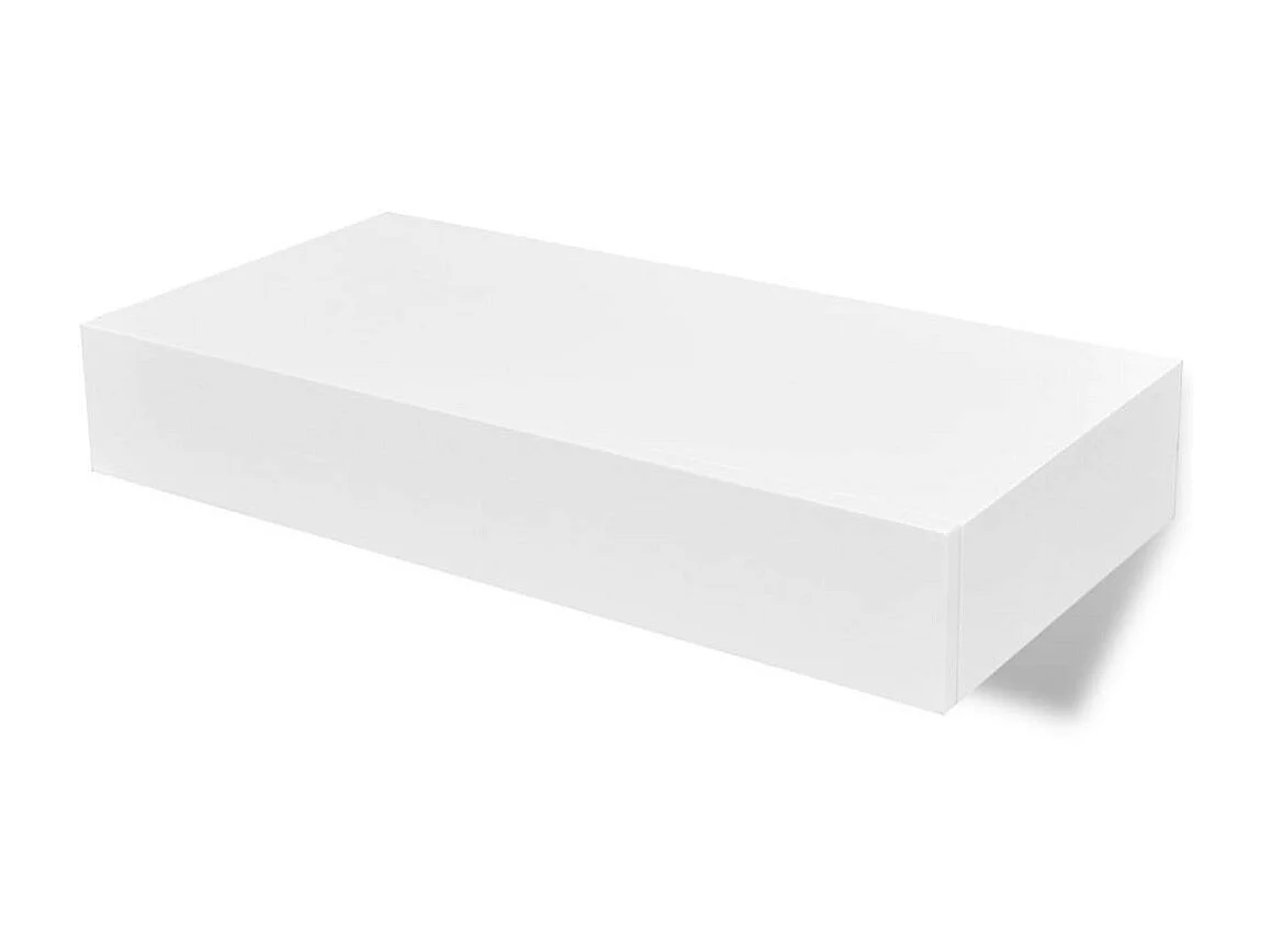 Étagère murale avec 1 tiroir MDF Blanc Rangement de livres 2