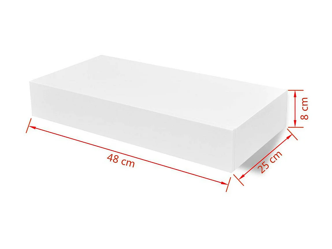 Étagère murale avec 1 tiroir MDF Blanc Rangement de livres 2