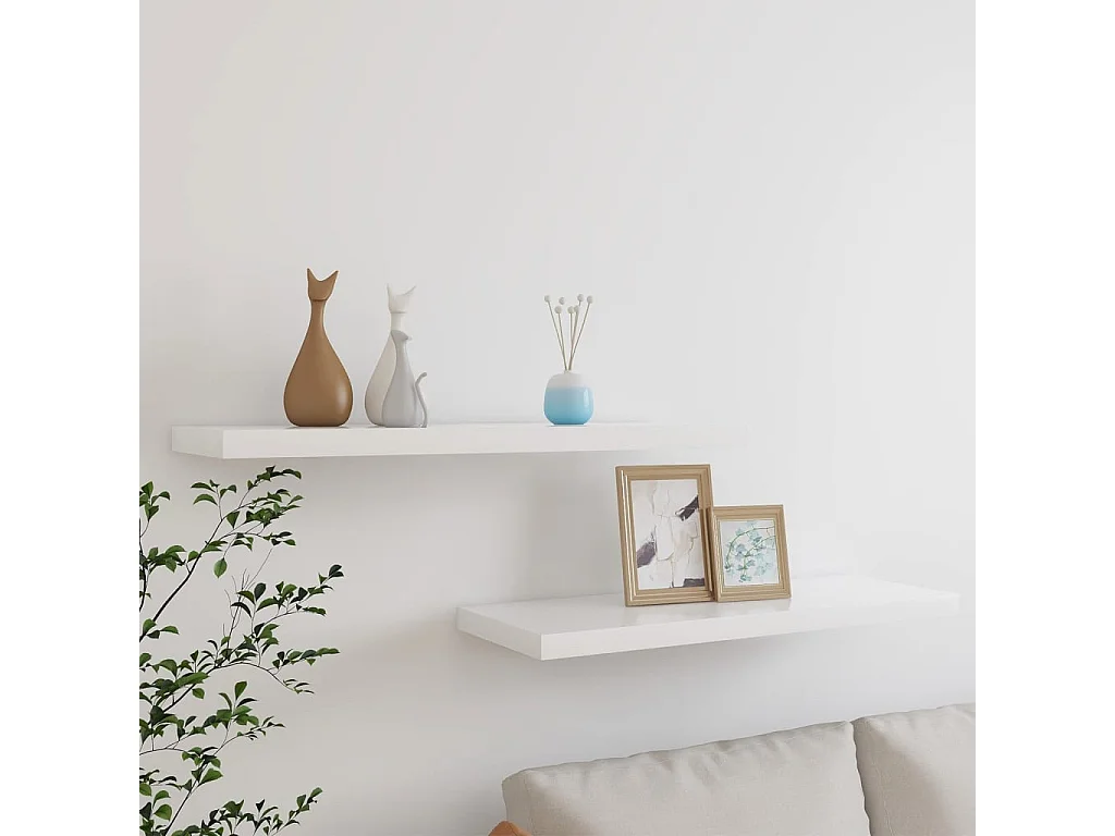 Étagères flottantes 2 pcs Chêne et blanc 80x23,5x3,8 MDF