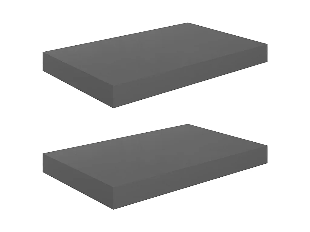 Étagère murale flottante 2 pcs Gris brillant 40x23x3,8 MDF