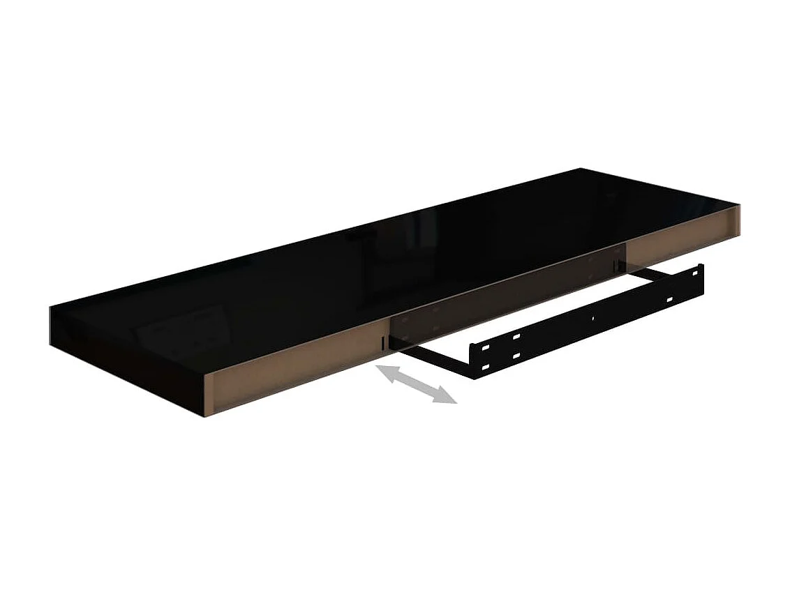Étagère murale flottante 2 pcs Noir brillant 80x23,5x3,8 MDF