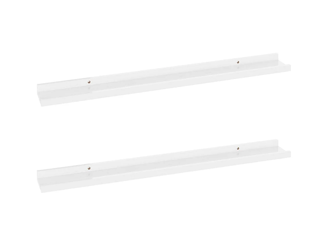 Étagères murales 2 pcs Blanc brillant 80x9x3