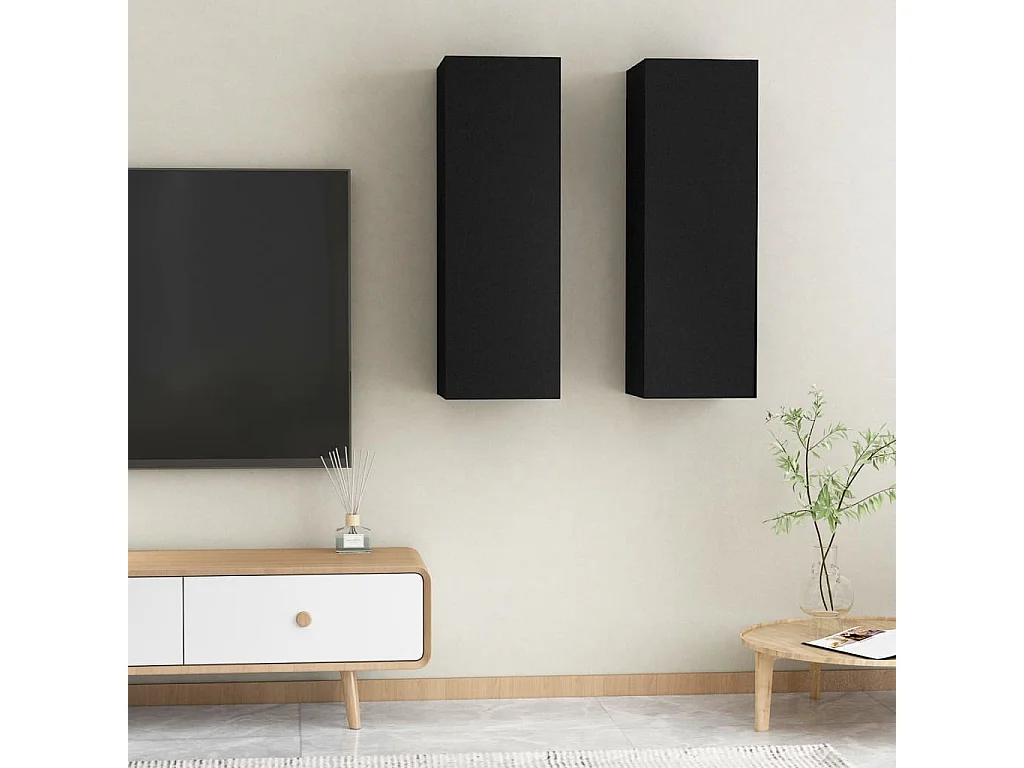 Etagère murale 2 pcs Noir 30,5x30x90