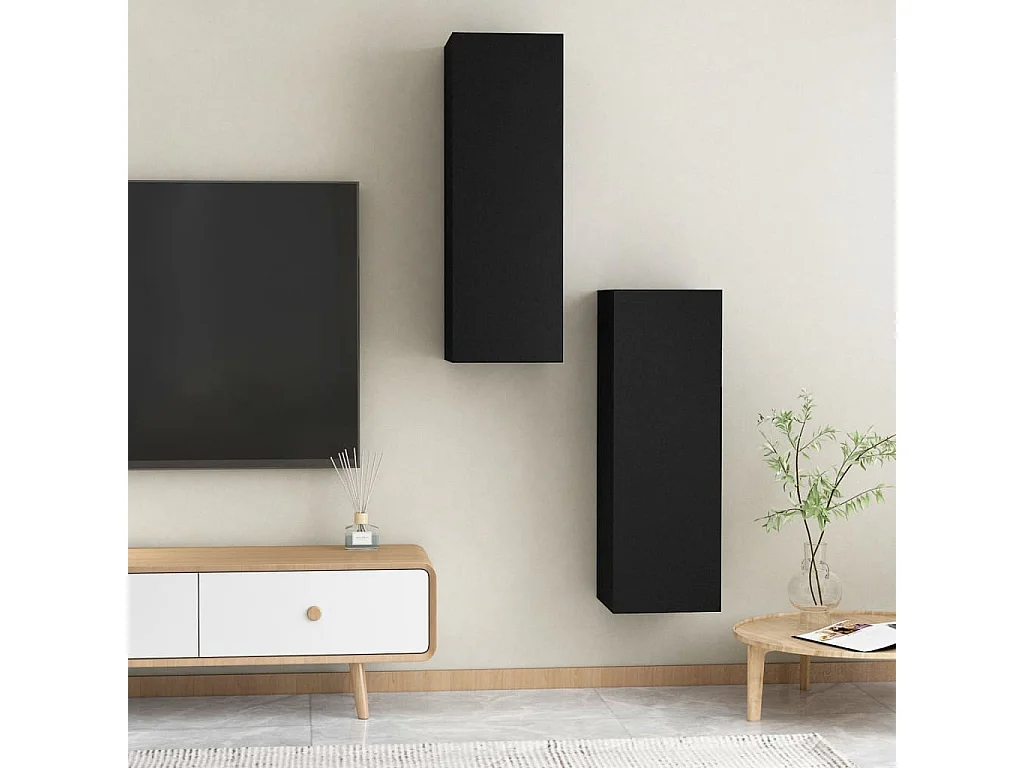 Etagère murale 2 pcs Noir 30,5x30x90