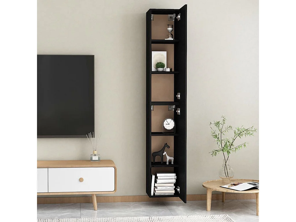 Etagère murale 2 pcs Noir 30,5x30x90