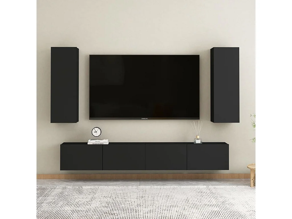 Etagère murale 2 pcs Noir 30,5x30x90