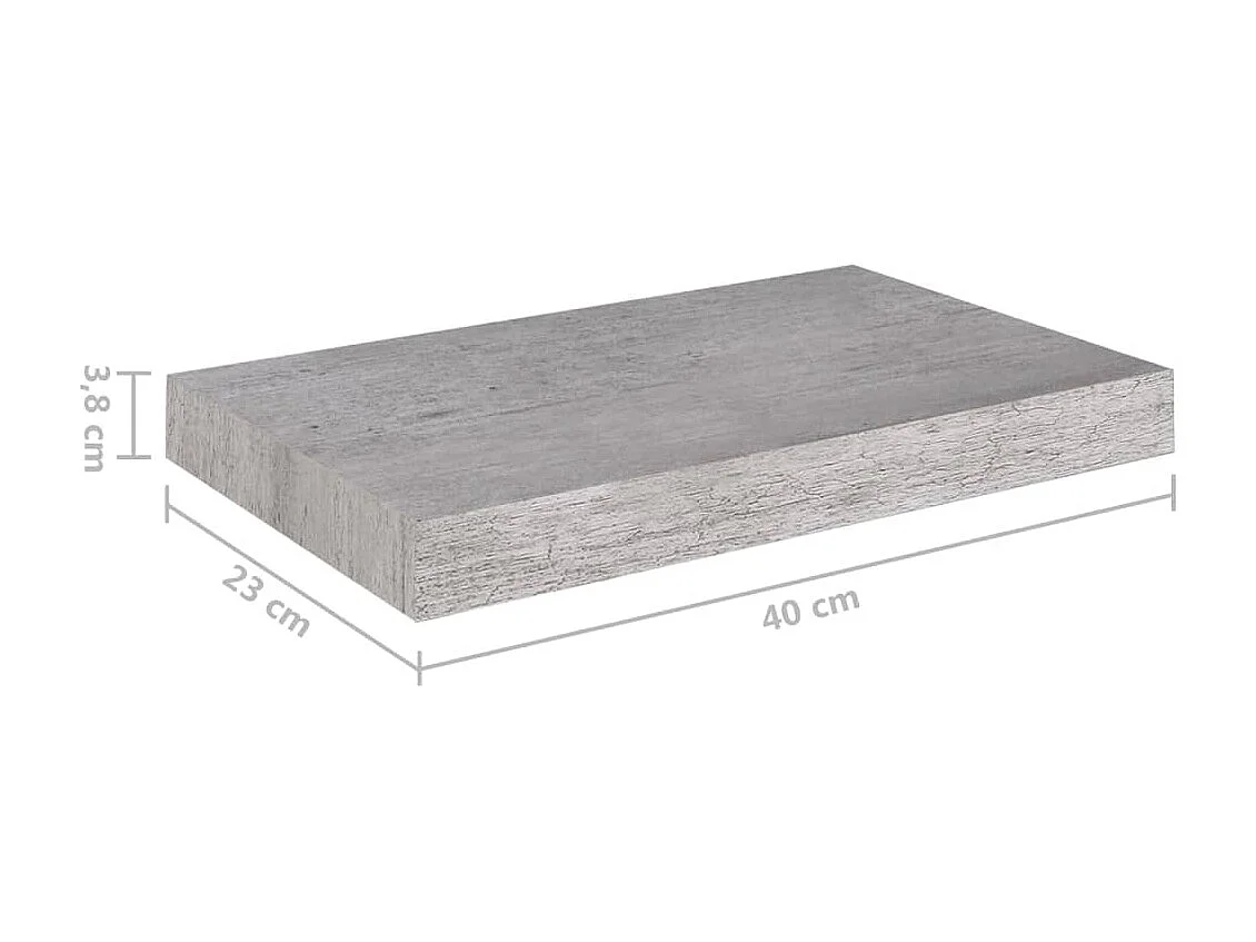 Étagère murale flottante Gris béton 40x23x3,8 MDF