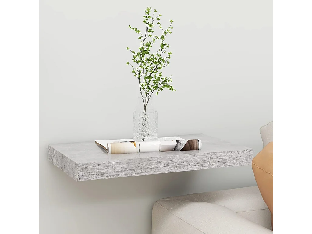 Étagère murale flottante Gris béton 40x23x3,8 MDF