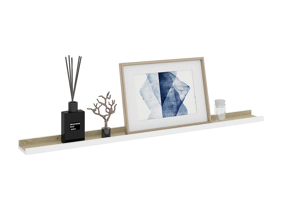 Étagères murales 2 pcs Blanc et chêne Sonoma 100x9x3