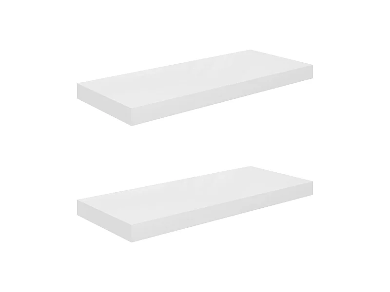Étagère murale flottante 2 pcs Blanc brillant 60x23,5x3,8 MDF