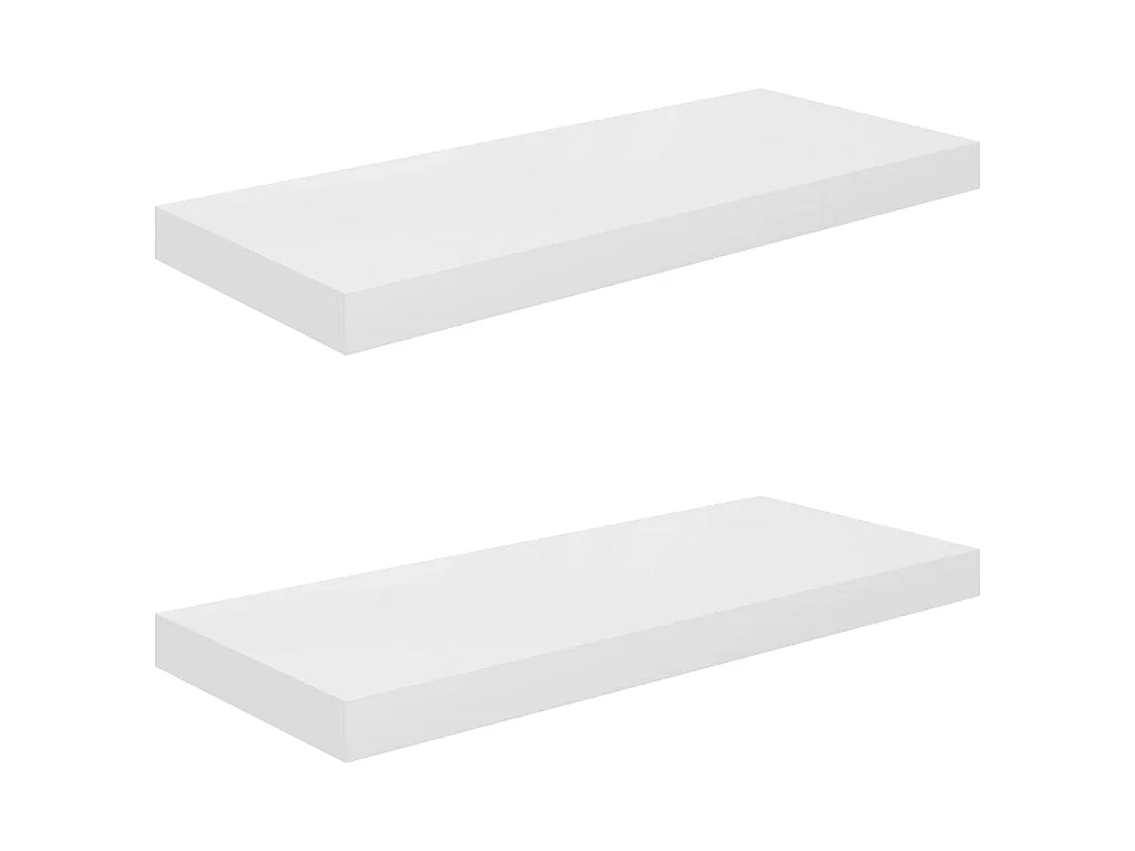 Étagère murale flottante 2 pcs Blanc brillant 60x23,5x3,8 MDF