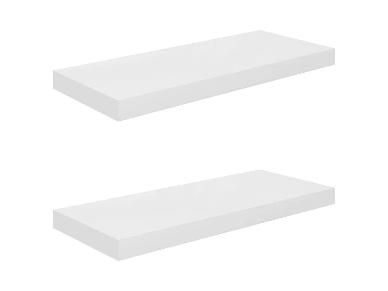 Étagère murale flottante 2 pcs Blanc brillant 60x23,5x3,8 MDF