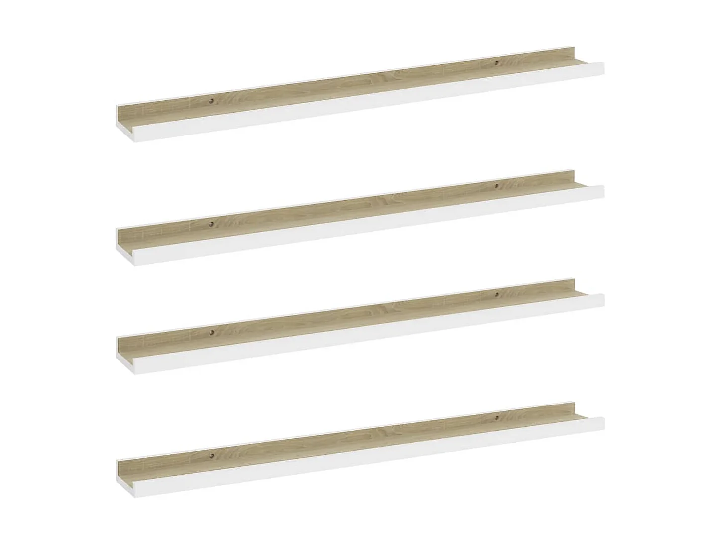 Étagères murales 4 pcs Blanc et chêne Sonoma 80x9x3