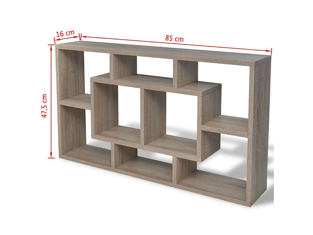 Étagère murale 8 compartiments Couleur de chêne