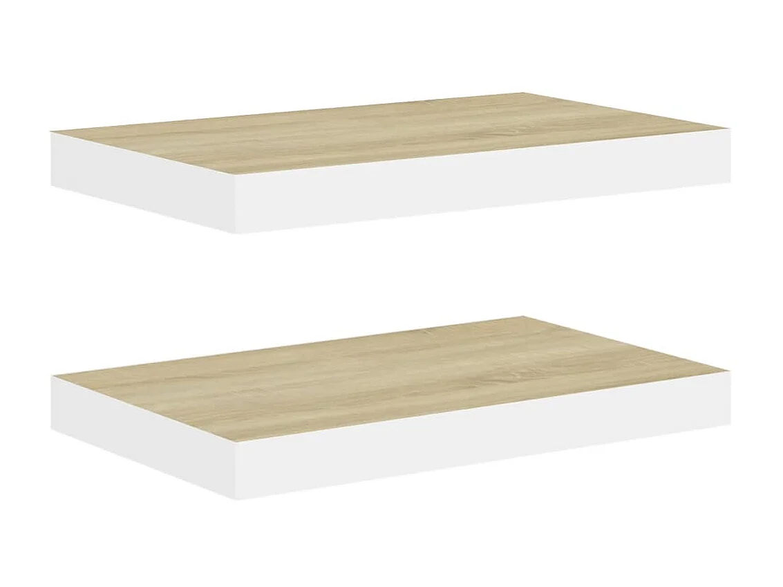 Étagères flottantes 2 pcs Chêne et blanc 50x23x3,8 MDF