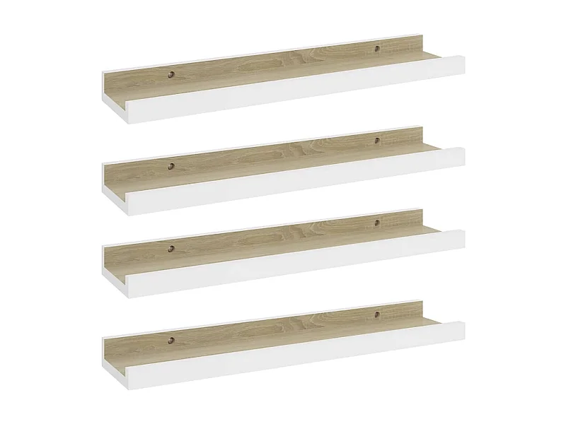 Étagères murales 4 pcs Blanc et chêne Sonoma 40x9x3