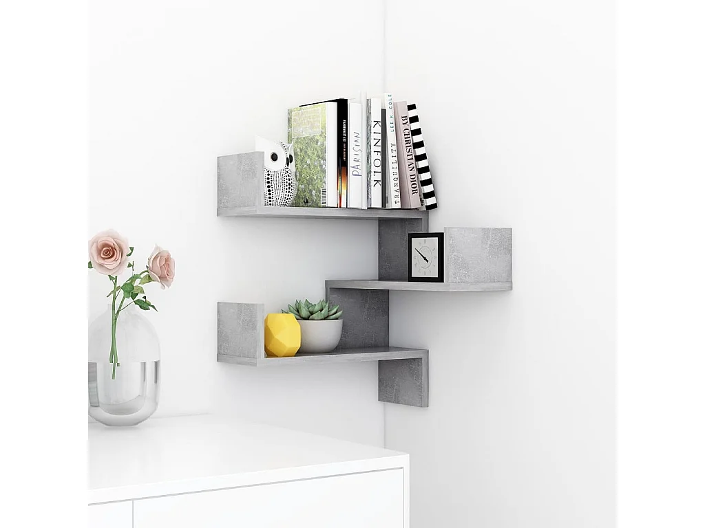Étagère murale d'angle Gris béton 40x40x50
